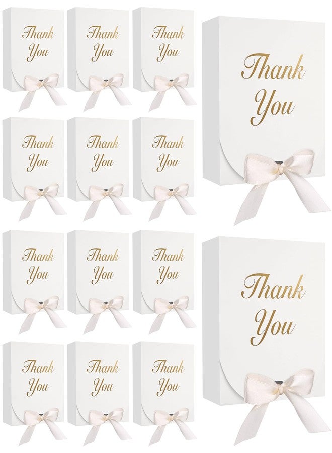 VGOODALL 20PCS Thank You Gift Boxes, 4.5x4.5x1.9Inches Mini Party Favor Boxes White Treat Bags with Bow Ribbon for Wedding Bridal Baby Shower Birthday Party - Image 1